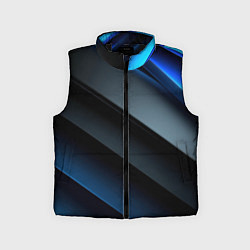 Детский жилет Темная синяя стильная абстракция на черном фоне, цвет: 3D-черный