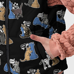 Детский жилет Котики и шахматы на черном, цвет: 3D-светло-серый — фото 2