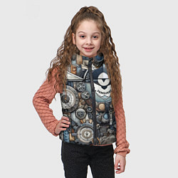 Детский жилет Механистический паттерн - авангард нейросеть, цвет: 3D-красный — фото 2