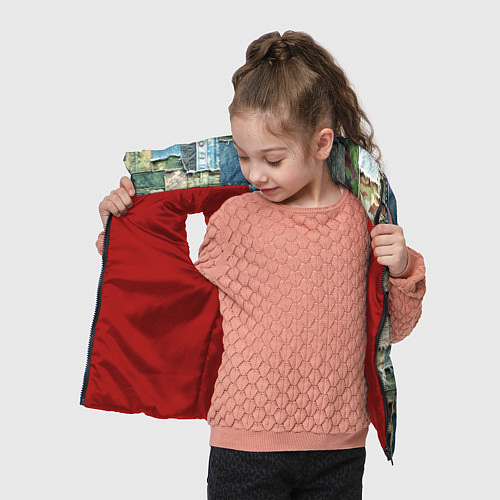 Детский жилет Джинсы с камуфляжем пэчворк / 3D-Красный – фото 4