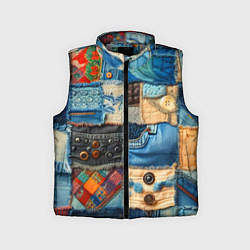 Детский жилет Vanguard denim patchwork - ai art, цвет: 3D-светло-серый