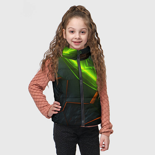 Детский жилет Green neon abstract geometry / 3D-Светло-серый – фото 3