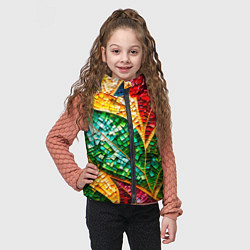 Детский жилет Яркая мозаика с разноцветным абстрактным узором и, цвет: 3D-черный — фото 2