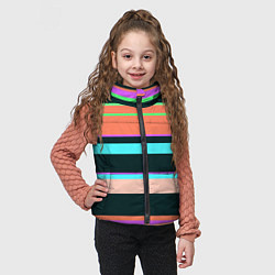 Детский жилет Цветные разные полосы, цвет: 3D-черный — фото 2