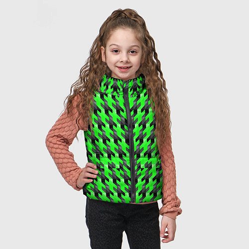 Детский жилет Чёрно-зелёный паттерн / 3D-Светло-серый – фото 3