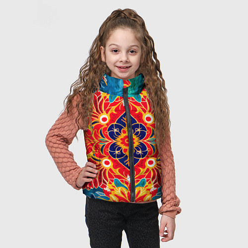 Детский жилет Традиционный индонезийский цветочный узор в стиле / 3D-Светло-серый – фото 3