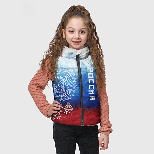 Детский жилет Герб России и флаг / 3D-Светло-серый – фото 3