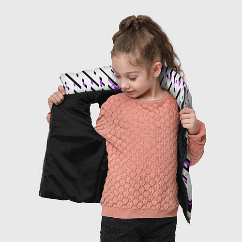 Детский жилет Black and purple stripes on a white background / 3D-Черный – фото 4