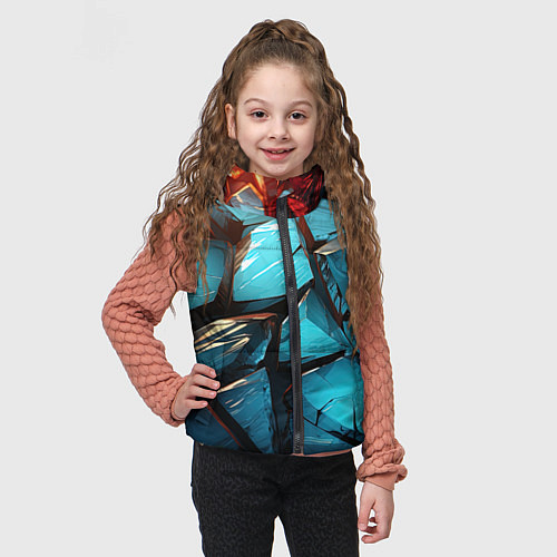 Детский жилет Синие объемные плиты / 3D-Светло-серый – фото 3