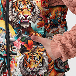 Детский жилет Японская татуировка дракона тигра и самурая, цвет: 3D-черный — фото 2