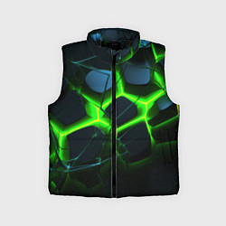 Детский жилет Зеленый неон и разлом плит