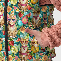 Детский жилет Лето и коты на отдыхе, цвет: 3D-черный — фото 2