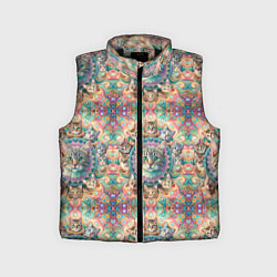 Детский жилет Узор из котов и мандалы