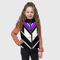 Детский жилет Фиолетово-белые полосы на чёрном фоне, цвет: 3D-черный — фото 2