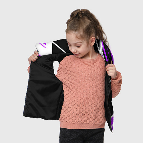 Детский жилет Бело-фиолетовые полосы на чёрном фоне / 3D-Черный – фото 4