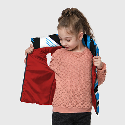 Детский жилет Бело-синие полосы на чёрном фоне / 3D-Красный – фото 4