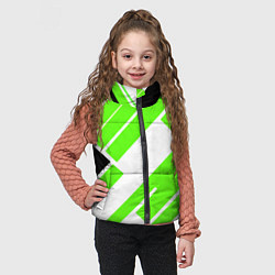 Детский жилет Зелёные широкие линии на белом фоне, цвет: 3D-красный — фото 2