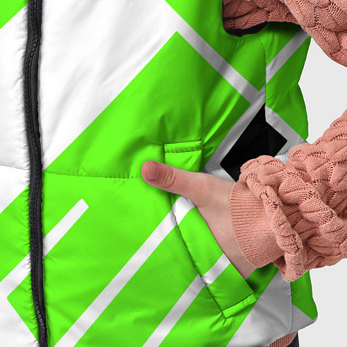 Детский жилет Зелёные широкие линии на белом фоне / 3D-Красный – фото 5