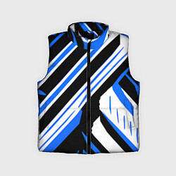 Детский жилет Чёрно-синие полосы на белом фоне, цвет: 3D-черный