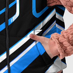 Детский жилет Бело-синие линии на чёрном фоне, цвет: 3D-черный — фото 2