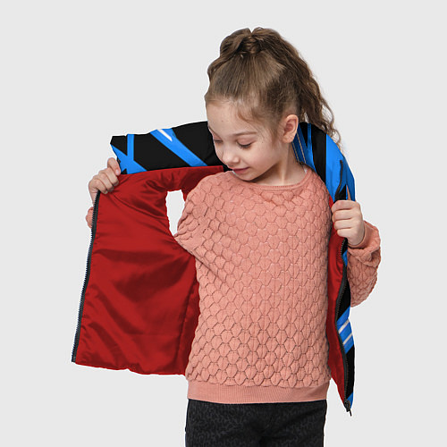 Детский жилет Black and white stripes on a blue background / 3D-Красный – фото 4