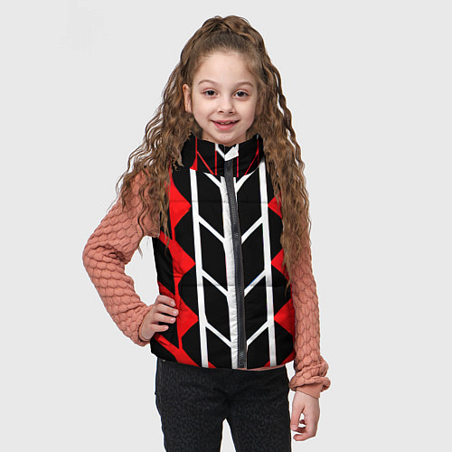 Детский жилет White and red lines on a black background / 3D-Светло-серый – фото 3