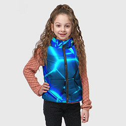 Детский жилет Неоновые холодные голубые плиты в разломе, цвет: 3D-светло-серый — фото 2