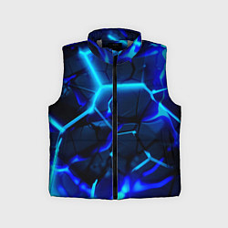 Детский жилет Яркие голубые неоновые плиты в разломе