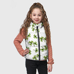Детский жилет Листочки клевера на белом фоне - паттерн, цвет: 3D-светло-серый — фото 2