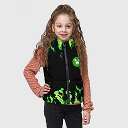 Детский жилет Minecraft green flame, цвет: 3D-светло-серый — фото 2