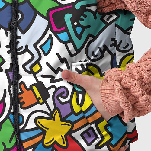 Детский жилет Странные разноцветные человечки / 3D-Красный – фото 5