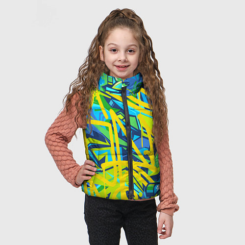 Детский жилет Желто-зеленое граффити / 3D-Светло-серый – фото 3