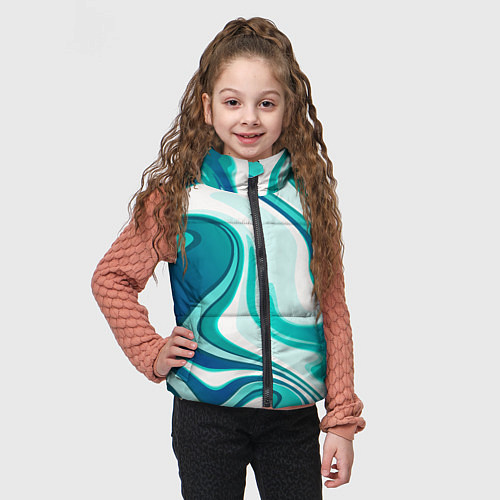 Детский жилет Кислотно синий белый мраморный фон / 3D-Светло-серый – фото 3
