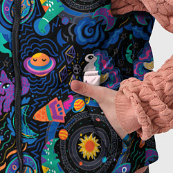 Детский жилет Мультяшные персонажи в космосе: единорог, кот, дин, цвет: 3D-черный — фото 2