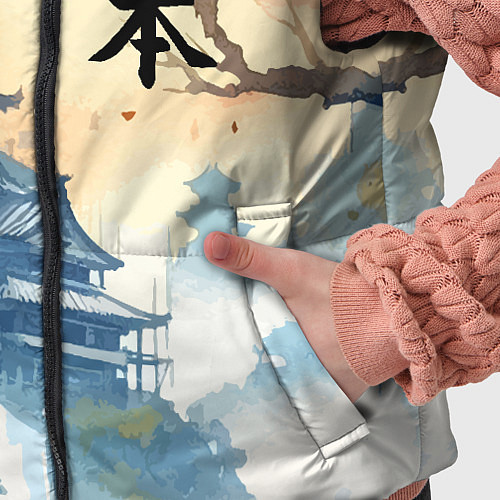 Детский жилет Japanese landscape - watercolor / 3D-Красный – фото 5