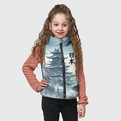 Детский жилет Японская пагода в тумане - нейросеть, цвет: 3D-черный — фото 2