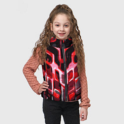 Детский жилет Абстрактные красные линии на чёрном фоне, цвет: 3D-светло-серый — фото 2
