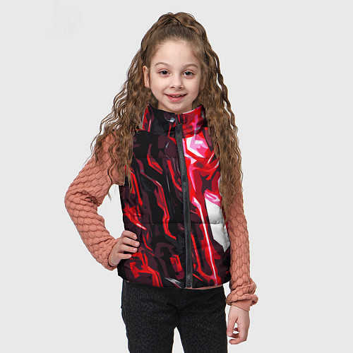 Детский жилет Красно-чёрная киберпанк абстракция / 3D-Светло-серый – фото 3