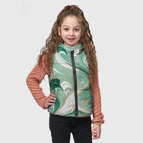 Детский жилет Светло-зеленый узор с завитками / 3D-Светло-серый – фото 3