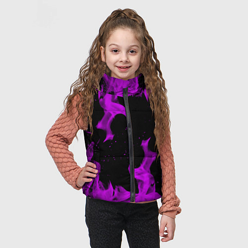 Детский жилет Неоновый огонь текстура / 3D-Светло-серый – фото 3