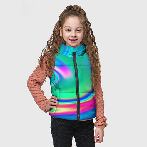 Детский жилет Неоновые голографические краски - светло-голубоват / 3D-Светло-серый – фото 3