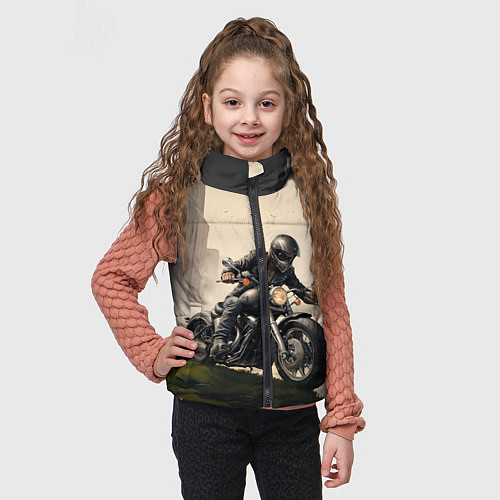 Детский жилет Скетч байкер / 3D-Светло-серый – фото 3
