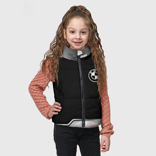 Детский жилет BMW авто текстура / 3D-Светло-серый – фото 3