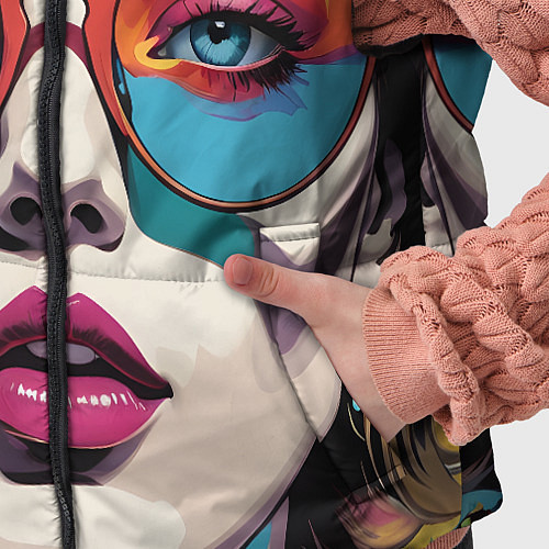 Детский жилет Девушка в солнечных очках поп-арт / 3D-Красный – фото 5