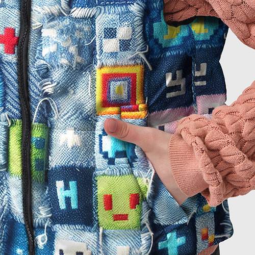 Детский жилет Minecraft значки на пэчворк / 3D-Красный – фото 5