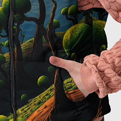 Детский жилет Лес из зеленых инопланетных деревьев в стиле Сальв, цвет: 3D-черный — фото 2