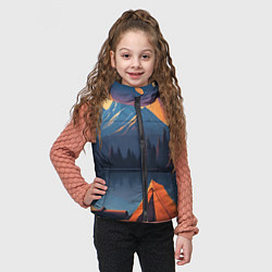 Детский жилет Палатка на берегу озера, цвет: 3D-черный — фото 2