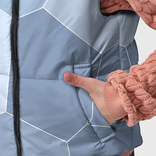 Детский жилет Стальной голубой крупная мозаика / 3D-Светло-серый – фото 5