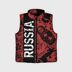 Детский жилет Россия на фоне матрёшек балалайки и славянских узо