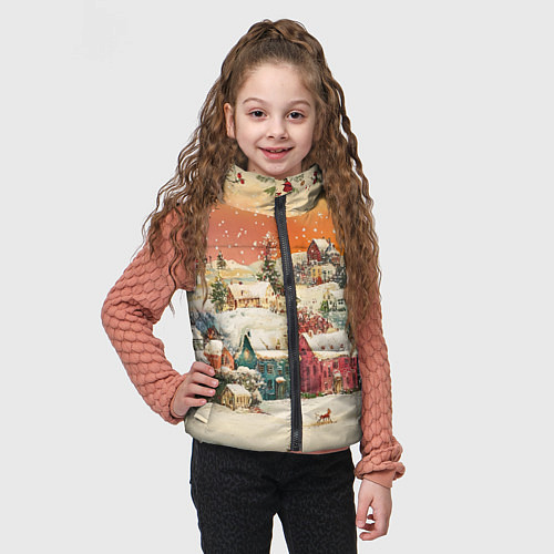 Детский жилет Новогодний город из разноцветных домов / 3D-Светло-серый – фото 3